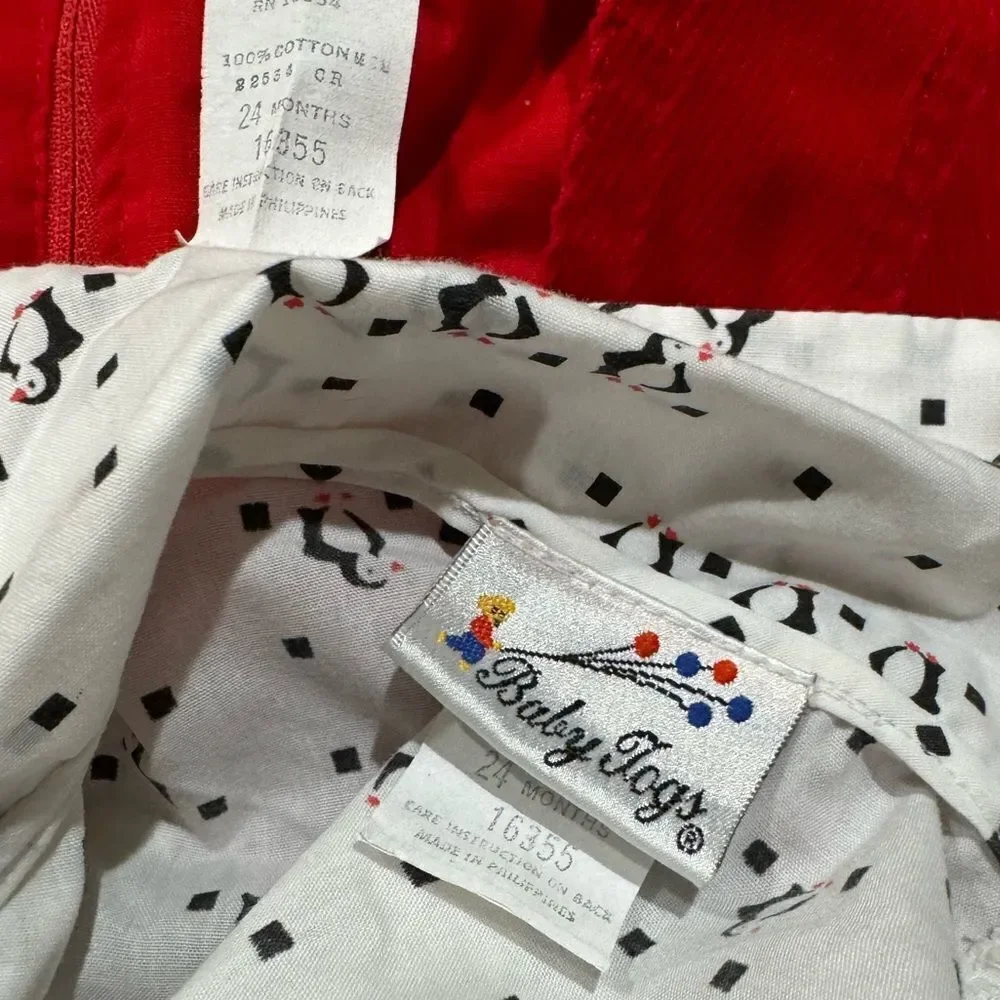 Vintage 90’s Baby Togs Penguin Overall Set Toddler Girls 24 Month